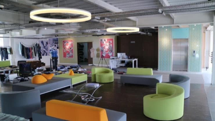 Modern apparel showroom and product-development workspace